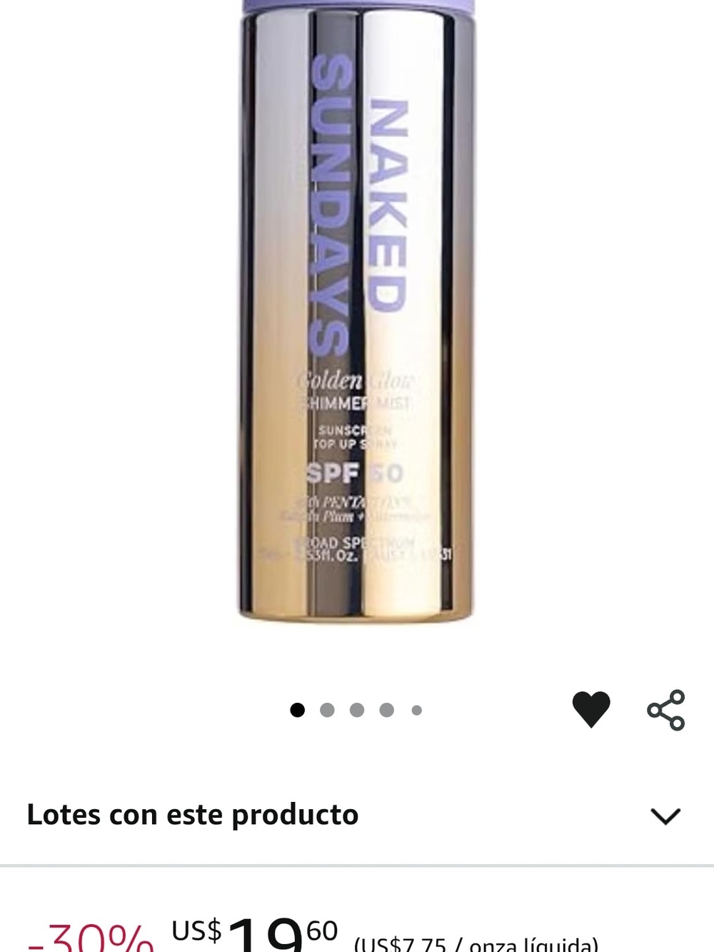 sundays Golden Shimmer Mist - Gold and Purple Bottle